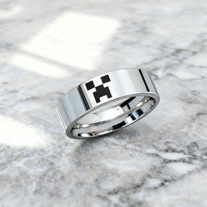 Minecraft Rings for Couple, Minecraft Gaming Inspired Rings, Custom Engraved Gift for Couple, Personalized Rings for Engagement, Pixel Game image 5