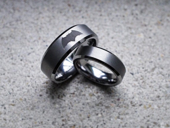 Custom Logo Tungsten Carbide Ring for Men and Women, Marvel Jewelry. Curved & Matte Design, No color Plated