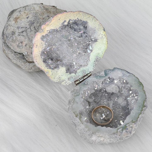 Raw Agate Geode Ring Box for Wedding Ceremony Engagement Etsy