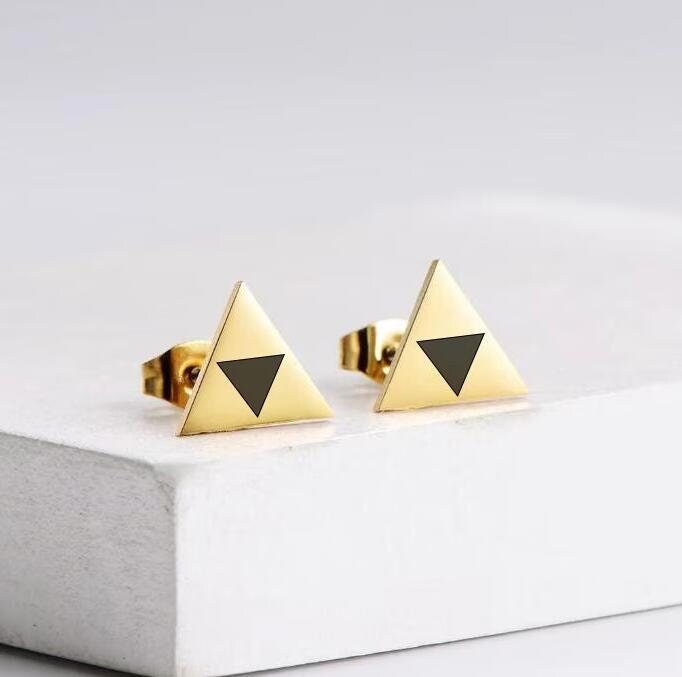 Zelda Earrings, Triforce Stud Earrings, Legend of Zelda Earrings, Gold Triforce Jewelry, Geek Earrings