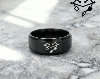 She Ra Princess of Power Ring- The Princesses Of Power- Custom Symbol Jewelry- 8MM Black Stainless Steel Ring- Gift for her