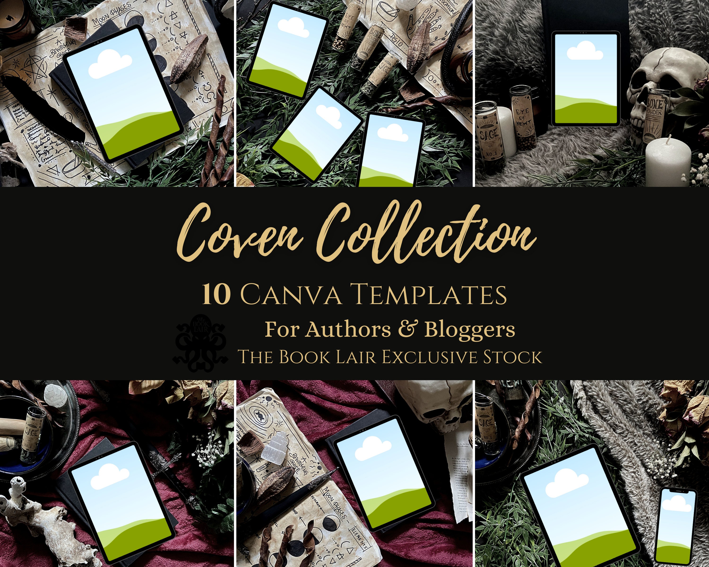 Pre-made Canva Templates - Coven Collection | Stock Photography | Canva Templates | Author | Books | Stock Photo Bundle
