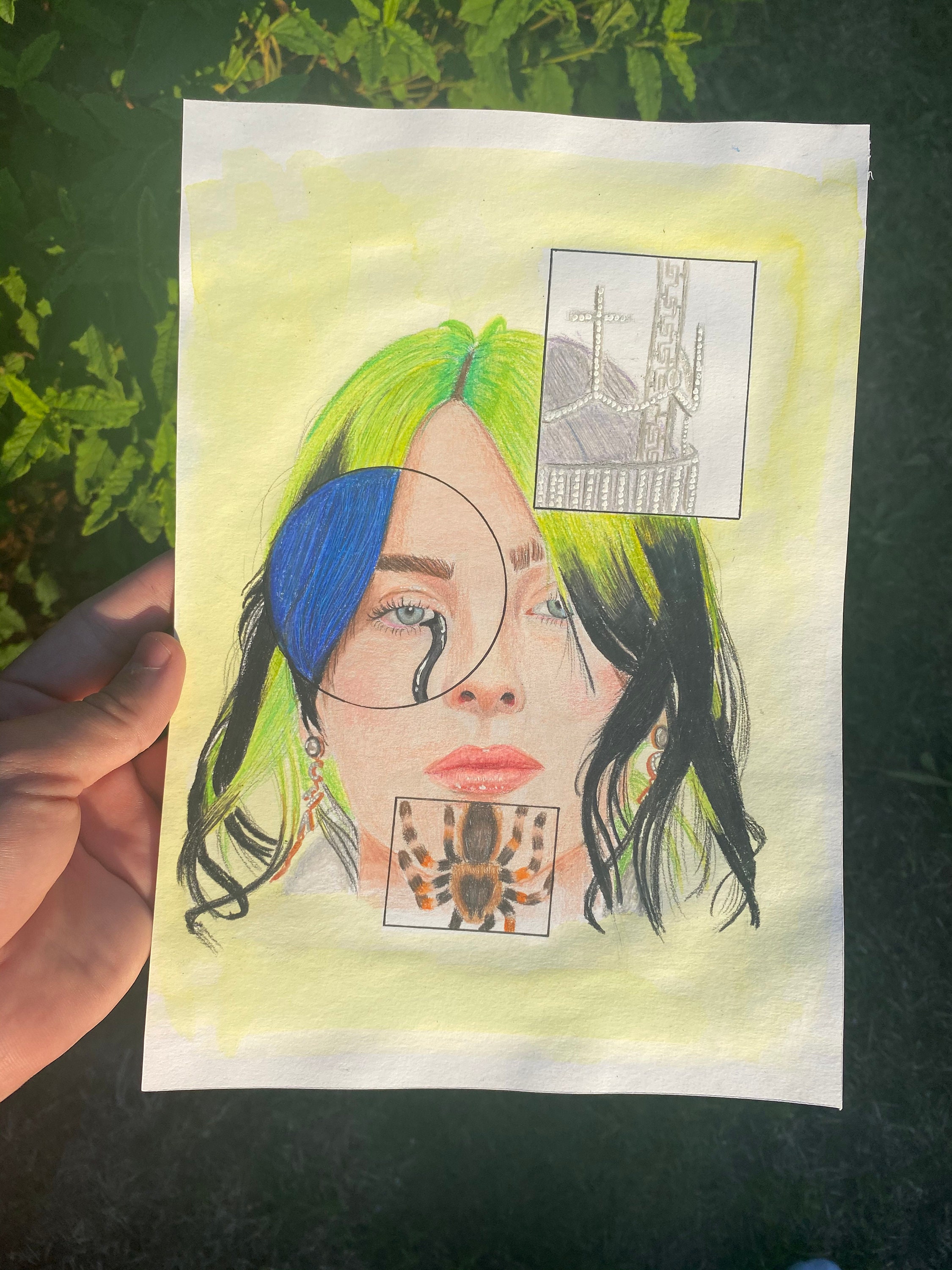 Billie Eilish Colour Pencil Drawing Print Etsy