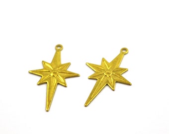 0.80x20x31 mm Raw Brass Pole Star Charm, Pole Star Findings, Pole Star Shape Findings, Pole Star Shape Charms, Raw Brass Findings, Pendant