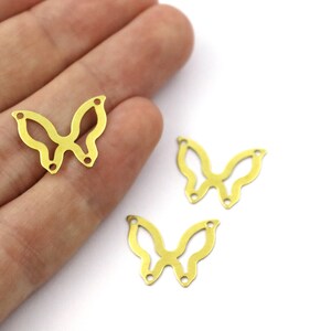 0,50x15x19 mm Charms a farfalla in ottone grezzo, connettore a farfalla a 4 fori, reperti a farfalla, pendente a farfalla, orecchini