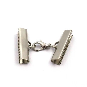 Ribbon Crimp End Set, 6x25 mm Silver Color Brass Ribbon Crimp, Ribbon Fasteners, Ribbon Ends, Findings, Connectors, Ribbon Connectors