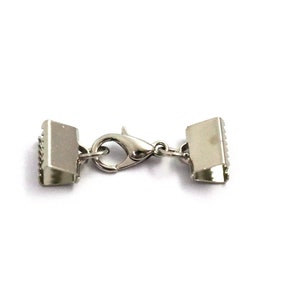 Ribbon Crimp End Set, 6x10 mm Silver Color Brass Ribbon Crimp, Ribbon Fasteners, Ribbon Ends, Findings, Connectors, Ribbon Connectors
