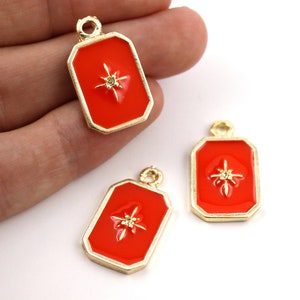 15x25 mm 24k Shiny Gold Plated Enamel Pole Star Charms, Pole Star Pendant, Pole Star Earring, Gold Plated Enamel Jewelry Supplies, M1098