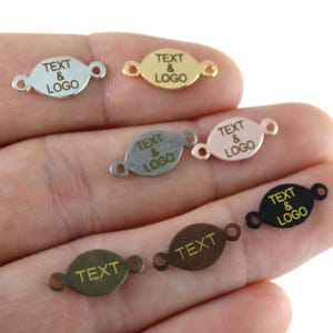Oval Custom Laser Engraved Logo, Custom Jewelry Tag, Personalized Logo, Jewelry Logo Charms, Custom Logo, Metal Jewelry Tag - 7x11 mm L417