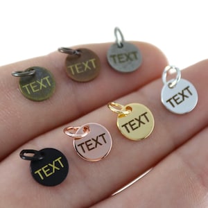 Custom Laser Engraved Logo Tag, Custom Jewelry Tag, Personalized Logo, Jewelry Logo Charms, Custom Logo Charm, Metal Jewelry Tag - 8 mm L407