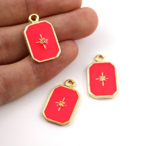 15x25 mm 24k Shiny Gold Plated Enamel Pole Star Charms, Pole Star Pendant, Pole Star Earring, Gold Plated Enamel Jewelry Supplies, M1094