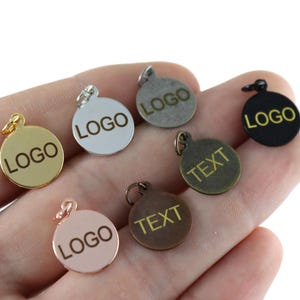 Custom Laser Engraved Logo Tag, Custom Jewelry Tag, Personalized Logo, Jewelry Logo Charm, Custom Logo Charm, Metal Jewelry Tag - 13 mm L404