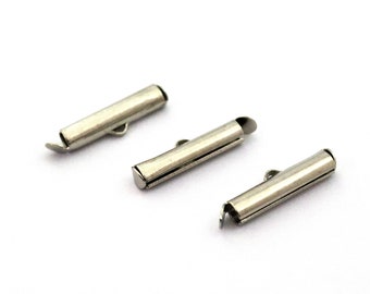 4x20 mm Silver Color Brass Slide End Tubes for Miyuki, Bracelet Connectors, Slider End Caps, Findings, Bracelets