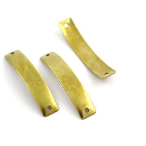 0.80x8x40 mm Raw Brass Curved Rectangular Stamping Blanks, Oval Rectangular, Curved Bracelet, Rectangle Connectors, Rectangular Blanks