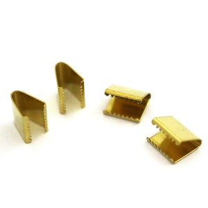 10x11 mm Raw Brass Ribbon Crimp End, Ribbon Fasteners, Ribbon Crimp Ends Without Loop, Clasp, Findings, Ribbon End, Ribbon Clasp, Crimp