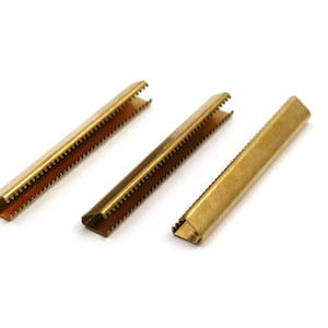 6x45 mm Raw Brass Ribbon Crimp End, Ribbon Fasteners, Ribbon Crimp Ends Without Loop, Clasp, Findings, Ribbon End, Ribbon Clasp, Crimp