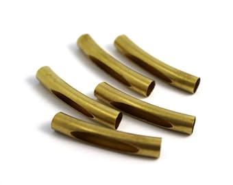 Perlas de tubo curvadas de latón crudo de 7x40 mm, hallazgos de tubo, perla de tubo de pulsera de collar, tubo curvo, conectores de tubo, hallazgos de cuentas de tubo, tubo