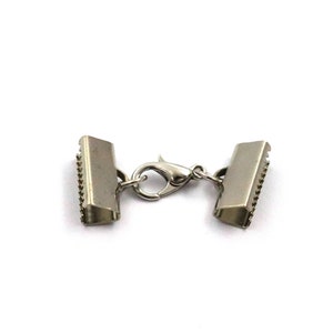 Ribbon Crimp End Set, 6x15 mm Silver Color Brass Ribbon Crimp, Ribbon Fasteners, Ribbon Ends, Findings, Connectors, Ribbon Connectors