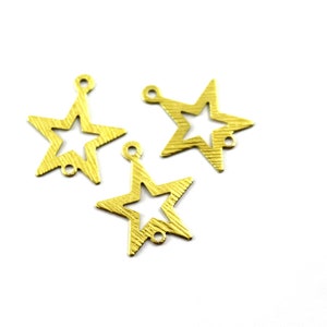 0,50x16x18 mm Rohmessing Stern Charms, 2 Schleife Stern Verbinder, Stern Befunde, Gehäkelte Sterne, Stern Form Charms, Halskette, Ohrring