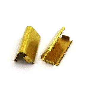 10x21 mm Raw Brass Ribbon Crimp End, Ribbon Fasteners, Ribbon Crimp Ends Without Loop, Clasp, Findings, Ribbon End, Ribbon Clasp, Crimp
