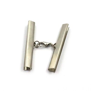 Ribbon Crimp End Set, 6x45 mm Silver Color Brass Ribbon Crimp, Ribbon Fasteners, Ribbon Ends, Findings, Connectors, Ribbon Connectors