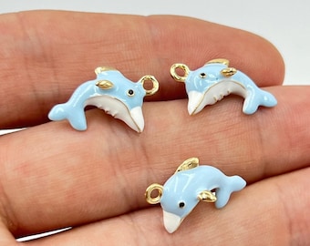 Gold Plated Whale Charm, Animal Charm, 3D Simulated Charms, Enamel Charms, DIY Necklace Bracelet Supplies, Jewelry Making Accessories