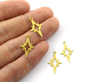 0.50x12x21 mm Raw Brass Pole Star Charm, Pole Star Findings, Pole Star Shape Findings, Pole Star Shape Charms, Raw Brass Findings, Pendant