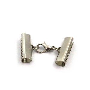 Ribbon Crimp End Set, 6x19 mm Silver Color Brass Ribbon Crimp, Ribbon Fasteners, Ribbon Ends, Findings, Connectors, Ribbon Connectors
