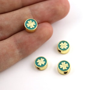 8 mm 24k Glänzende Vergoldete Emaille Kleeblatt Perlen, Klee Charms, Klee Armband Verbinder, Vergoldete Emaille Schmuck Zubehör, M1074