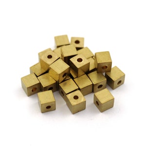 6x6 mm Raw Brass Square Cube Beads, Cube Findings, Solid Cube Beads, Cube Charm, Cube Shape Findings, Brass Cube