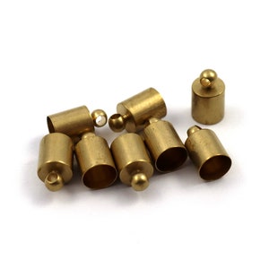 6x10 mm Raw Brass Capsule, Tube End Cap, Capsule With Loop, End Cap, Cord End