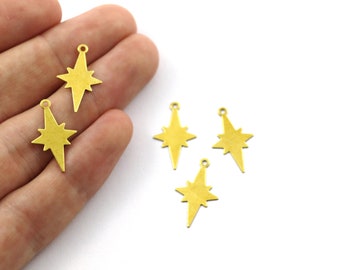 0.50x12x21 mm Raw Brass Pole Star Charm, Pole Star Findings, Pole Star Shape Findings, Pole Star Shape Charms, Raw Brass Findings, Pendant