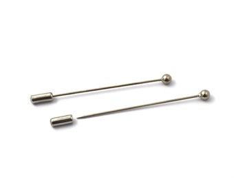 Pasador de solapa de latón de color plateado, broche, pasador de palo, tamaño de bola de 5 mm con pasador de 60 mm de largo, pasador de solapa, pasadores de cabeza de bola