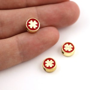 8 mm 24k Glänzende Vergoldete Emaille Kleeblatt Perlen, Klee Charms, Klee Armband Verbinder, Vergoldete Emaille SchmuckZubehör, M1076