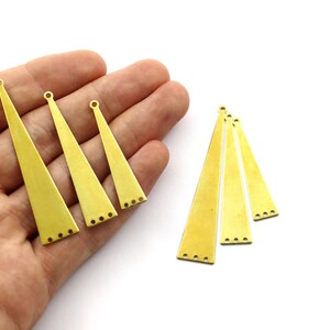 Raw Brass Triangle Charms With 4 Hole, 3 Different Size Brass Triangle Findings, Triangle Blanks, Triangle Shape Charms, Geometric Findings