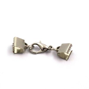 Ribbon Crimp End Set, 6x7 mm Silver Color Brass Ribbon Crimp, Ribbon Fasteners, Ribbon Ends, Findings, Connectors, Ribbon Connectors