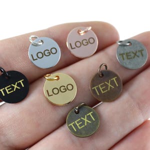 Custom Laser Engraved Logo Tag, Custom Jewelry Tag, Personalized Logo, Jewelry Logo Charm, Custom Logo Charm, Metal Jewelry Tag - 12 mm L409