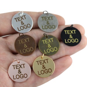 Custom Laser Engraved Logo Tag, Custom Jewelry Tag, Personalized Logo, Jewelry Logo Charm, Custom Logo Charm, Metal Jewelry Tag - 20 mm L411