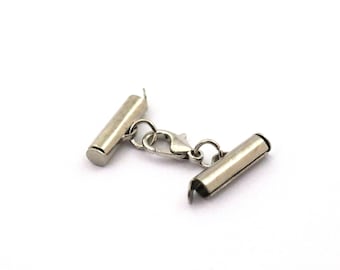 Miyuki Slide Tubes End Set, 4x15 mm Silver Color Brass Slide End Tubes for Miyuki, Bracelet Connectors, Slider End Caps, Findings, Bracelets