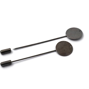 Gunmetal Color Brass Lapel Pin, Brooch, Stick Pin, 16 mm Round Stamp Size With 60 mm Pin long, Lapel Pin