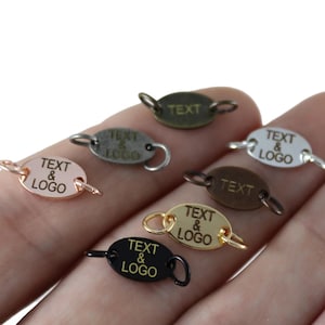 Oval Custom Laser Engraved Logo, Custom Jewelry Tag, Personalized Logo, Jewelry Logo Charm, Custom Logo, Metal Jewelry Tag - 7x11 mm L422