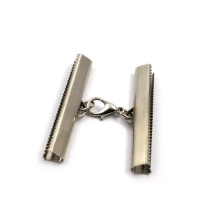 Ribbon Crimp End Set, 6x40 mm Silver Color Brass Ribbon Crimp, Ribbon Fasteners, Ribbon Ends, Findings, Connectors, Ribbon Connectors