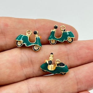 Gold Plated Motorcycle Charm, 3D Simulated Charms, Enamel Motorcycle Charm, DIY Necklace Bracelet Supplies, Jewelry Making Accessories