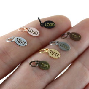 Oval Custom Laser Engraved Logo, Metal Logo Tag, Personalized Logo, Jewelry Logo Charms, Custom Logo, Metal Jewelry Tag -  5x8 mm L420
