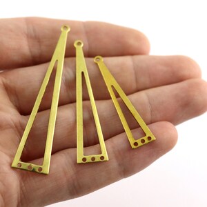 Raw Brass Triangle Charms With 4 Hole, 3 Different Size Brass Triangle Findings, Triangle Blanks, Triangle Shape Charms, Geometric Findings