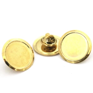Gold Color Brass Brooch Pin Back, 22 mm Pad Tie Tack, Rosette, Tie Tack Pin Back, Clutch Pin Brooch, Tie Tacks Findings, Tie Tacks Pin
