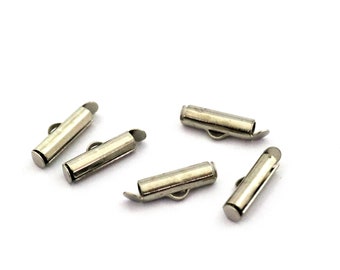 4x15 mm Silver Color Brass Slide End Tubes for Miyuki, Bracelet Connectors, Slider End Caps, Findings, Bracelets