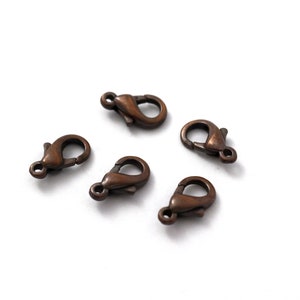 6x10 mm Antique Copper Color Lobster Clasps, Lobster Claw, Claw Clasps, Lobster Clasp Findings, Clasp, P01
