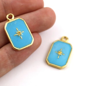 15x25 mm 24k Shiny Gold Plated Enamel Pole Star Charms, Pole Star Pendant, Pole Star Earring, Gold Plated Enamel Jewelry Supplies, M1100