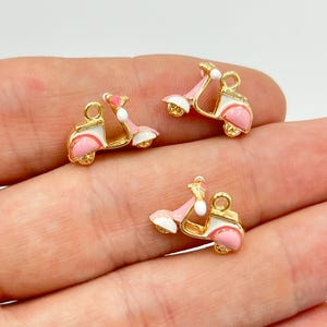 Gold Plated Motorcycle Charm, 3D Simulated Charms, Enamel Motorcycle Charm, DIY Necklace Bracelet Supplies, Jewelry Making Accessories